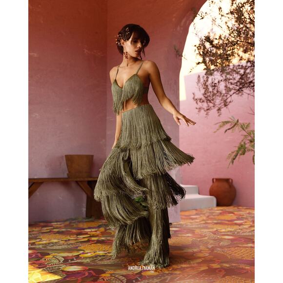 Andrea Iyamah Obi Bralette Fringe Top Size XL NWT - Picture 3 of 11